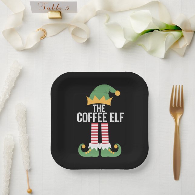 Kaffee Elf Familie Matching Group Weihnachten Pappteller (Hochzeit)