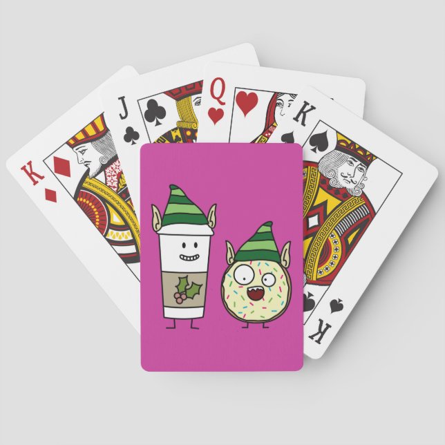 Kaffee-Elf und verrückter Krapfen-Elf Spielkarten (Rückseite)