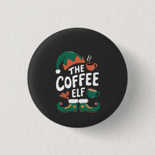 Kaffee-Elf Weihnachten Lustig Koffein Weihnachten  Button