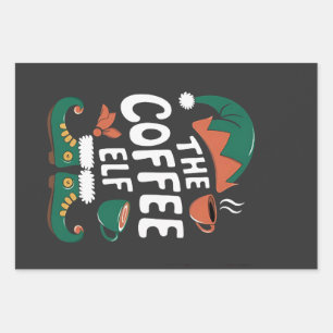 Kaffee-Elf Weihnachten Lustig Koffein Weihnachten  Geschenkpapier Set