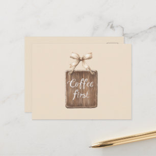 Kaffee Erstes Zeichen Bogen Postkarte