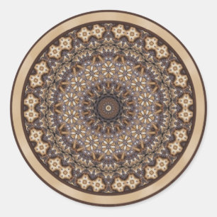Kaffee färbt abstrakten Mandala Runder Aufkleber