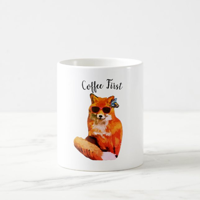 Kaffee First Fox zeichnend Tasse (Mittel)