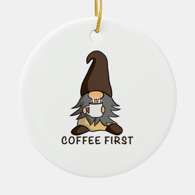 Kaffee First Magic Java Gnome Brown Garden Gnome Keramik Ornament (Vorne)