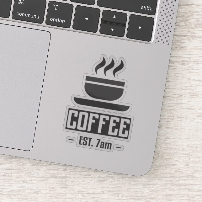 Kaffee-Fix-Aufkleber am Morgen Aufkleber (Detail)