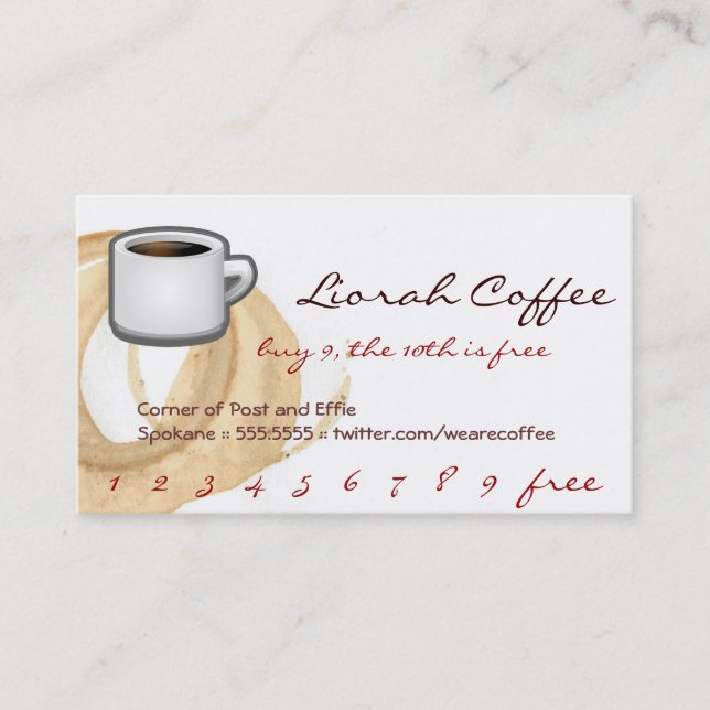 Kaffee-Fleck-Logo-Getränk-Durchschlag Liorah Treuekarte (Vorderseite)