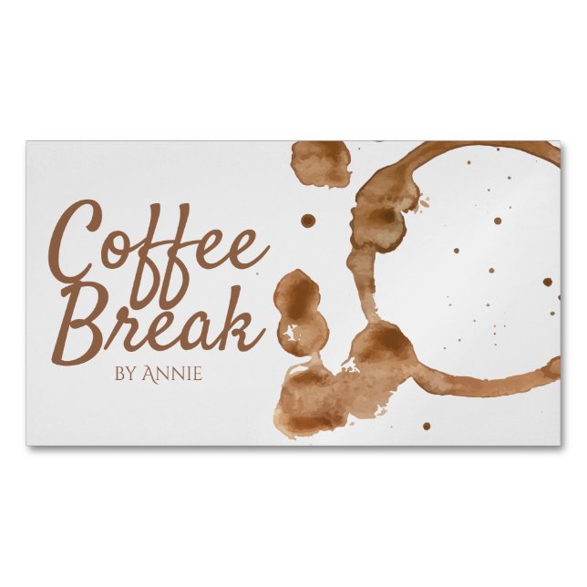 Kaffee-Fleck und Bohnen Magnetische Visitenkarte (Vorderseite)
