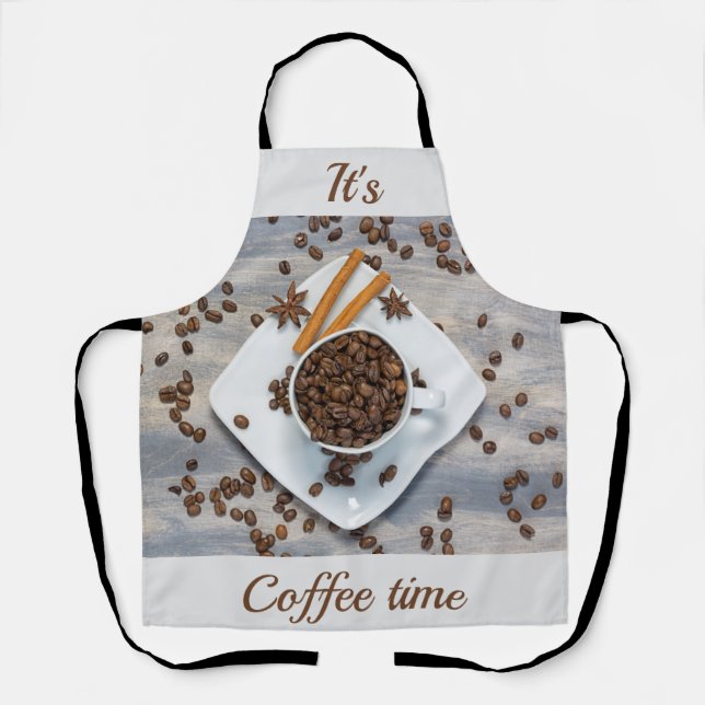 Kaffee-Foto mit benutzerdefinierbarem Text Schürze (Vorderseite)