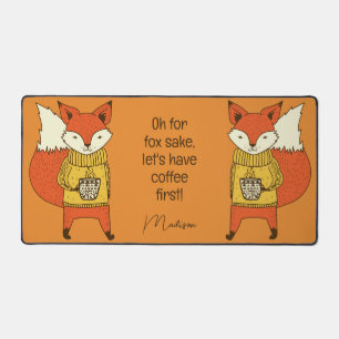 Kaffee Fox individuelle Name & Text Schreibtischunterlage