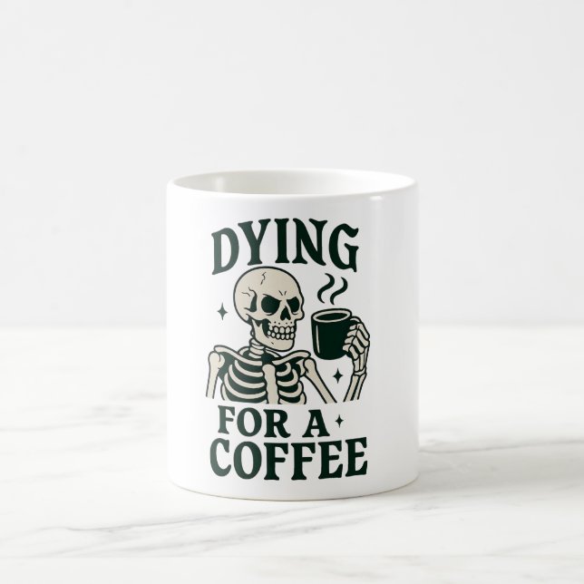 Kaffee Funny Skeleton Halloween Kaffeetasse (Mittel)
