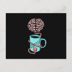 Kaffee für das Gehirn. Lustige Kaffee-Illustration Postkarte