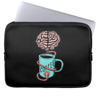Kaffee für das Gehirn. Lustige Kaffeeillustration Laptopschutzhülle