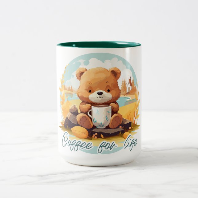 Kaffee fürs Leben Zweifarbige Tasse (Mittel)