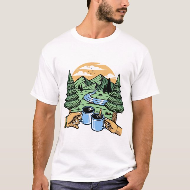 "Kaffee & Gebirge - Braut für Abenteuer" (Mischung T-Shirt (Vorderseite)