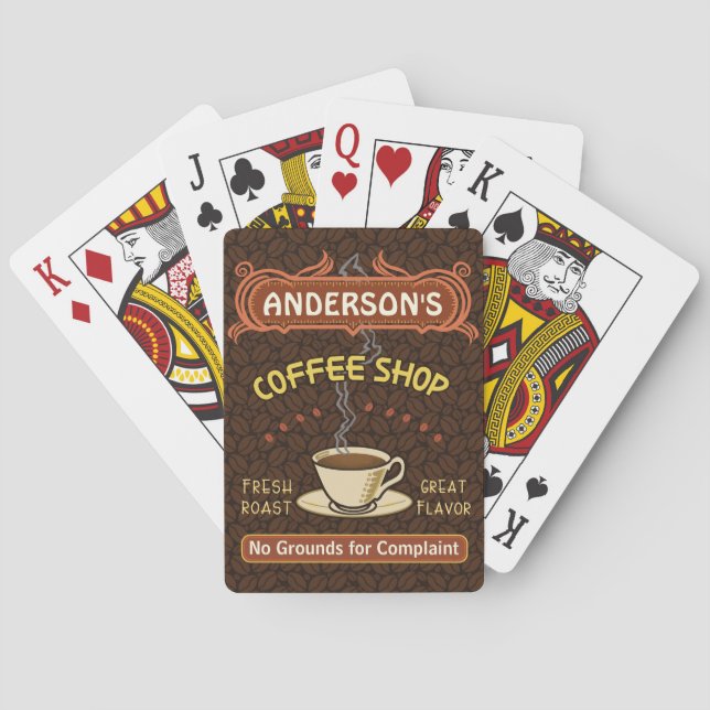 Kaffee-Geschäft mit der Tasse schaffen Ihr eigenes Spielkarten (Rückseite)