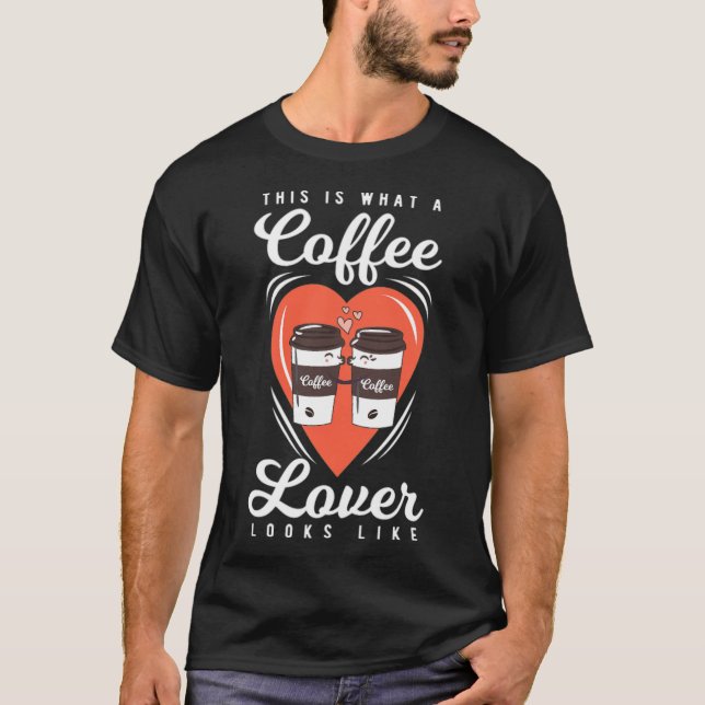 KAFFEE Geschenk Schwarze Katze T-Shirt (Vorderseite)