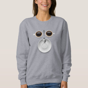 Kaffee Gesicht zwei Tassen Kaffee ein Saucer und L Sweatshirt