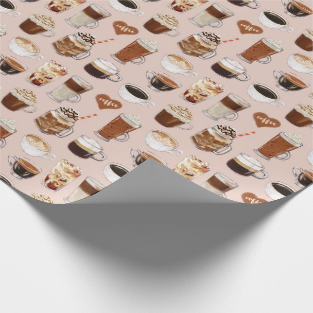 Kaffee-Getränk-und Nachtisch-Muster Geschenkpapier (Ecke)