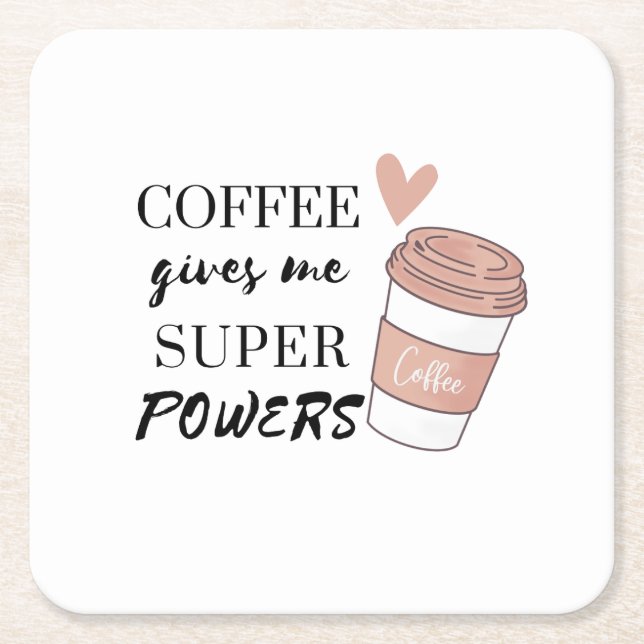 Kaffee gibt mir super Power Rechteckiger Pappuntersetzer (Vorderseite)