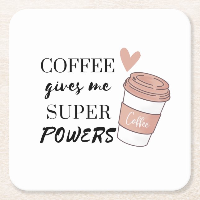 Kaffee gibt mir super Power Rechteckiger Pappuntersetzer (Vorderseite)