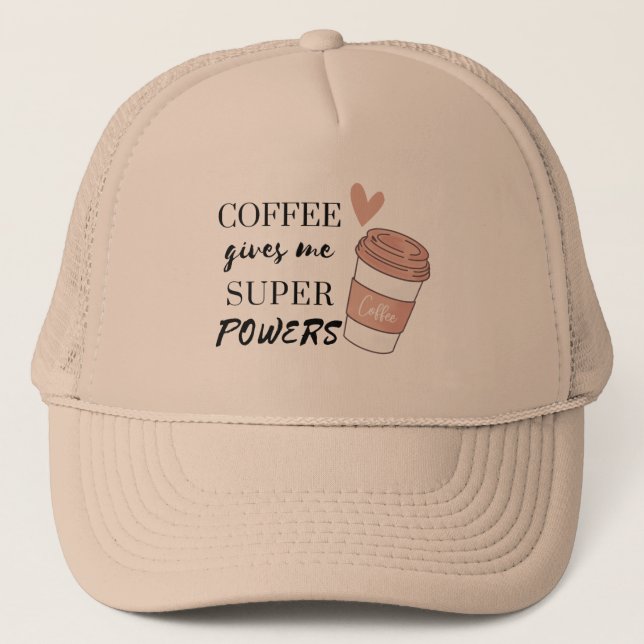 Kaffee gibt mir super Power Truckerkappe (Vorderseite)