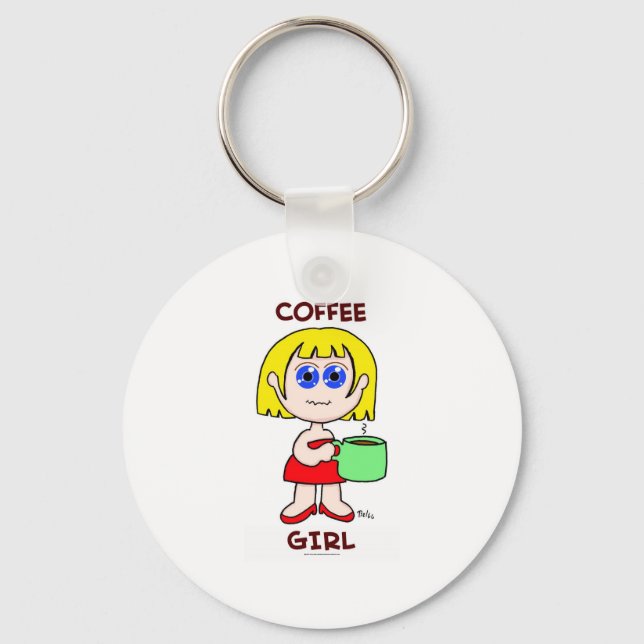 KAFFEE GIRL - BLONDE HAAR SCHLÜSSELANHÄNGER (Vorderseite)
