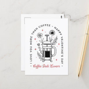 Kaffee glücklich Valentinstag lustige Retro-Blumen Postkarte