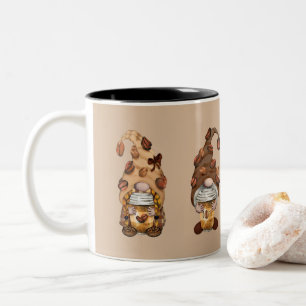 Kaffee-Gnome Braun Beige Niedlich Trendig Waldland Zweifarbige Tasse