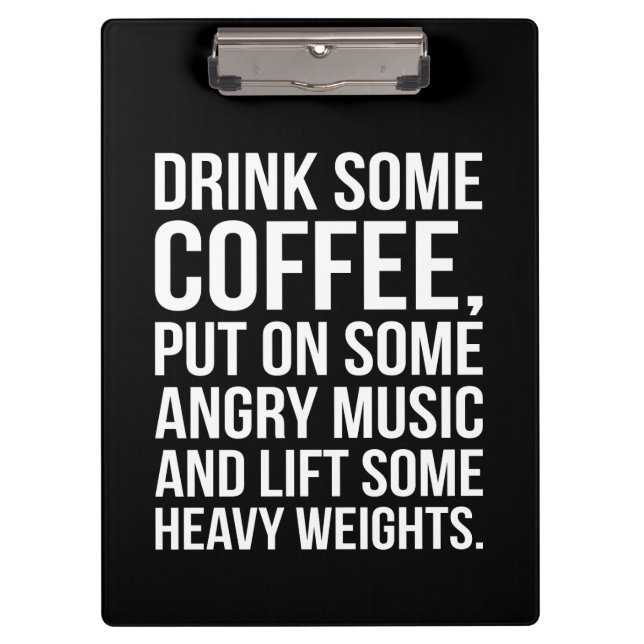 Kaffee, graue Musik, Schweres Gewicht - Funny Work Klemmbrett (Vorderseite)