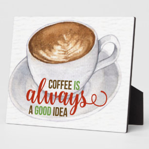 Kaffee Gute Idee Wasserfarbe Typografie   Fotoplatte