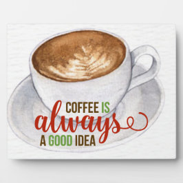 Kaffee Gute Idee Wasserfarben Typografie Fotoplatte