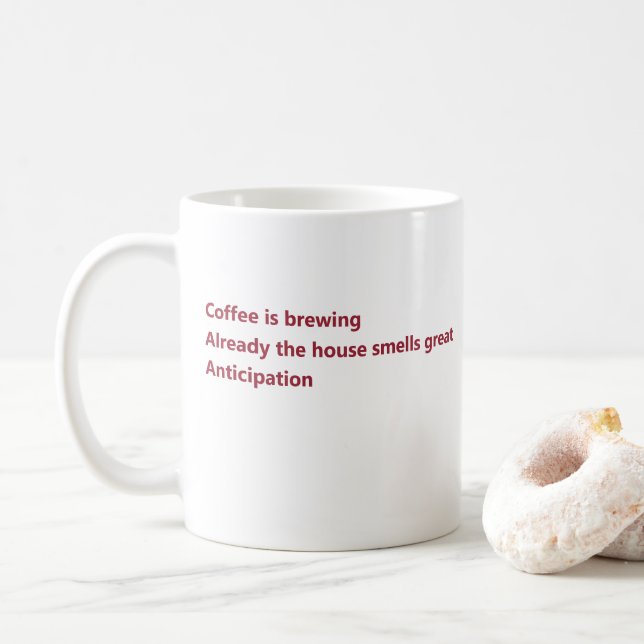 Kaffee Haiku Gedicht Minimal Burgundy Kaffeetasse (Mit Donut)