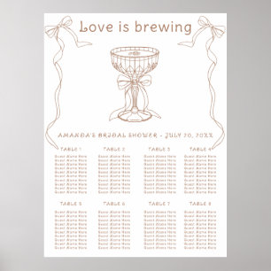 Kaffee Handgezeichnete Hochzeitsdusche Sitzordnung Poster