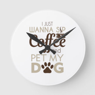 Kaffee-Haustier mein Hund Runde Wanduhr