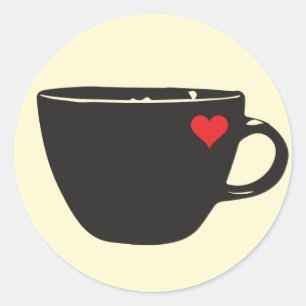Kaffee-Herz-Aufkleber Runder Aufkleber