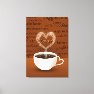 Kaffee? Herz-Shaped Smoke Leinwanddruck