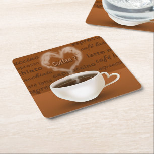 Kaffee? Herz-Shaped Smoke Rechteckiger Pappuntersetzer