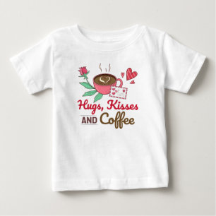 Kaffee Herzen Blumen Phrase Liebe Baby T-shirt