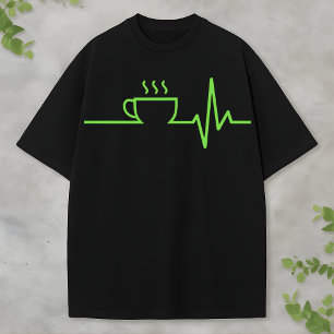 Kaffee-Herzschlag-Minimal-Line-Art-Espresso-Design T-Shirt