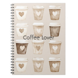Kaffee-Herztassen mit Creme Notizblock