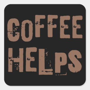 Kaffee hilft lustige retro typografie Caféspruch Quadratischer Aufkleber
