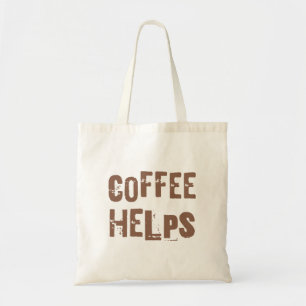 Kaffee hilft lustige retro typografie Kaffe-Spruch Tragetasche