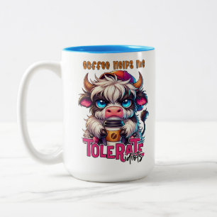Kaffee Hilft Mir Idioten Zu Ertragen Zweifarbige Tasse