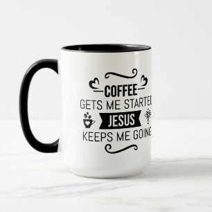 Kaffee holt mich los Jesus behalte mir Text Tasse