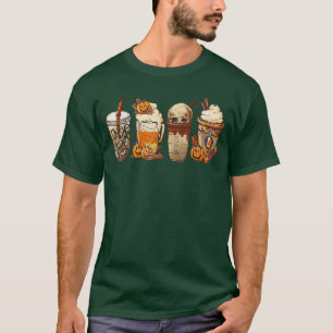Kaffee-Horrorfilme Gruselig Halloween Kaffee-Liebh T-Shirt