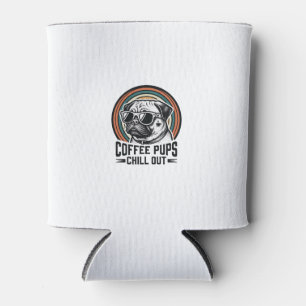 Kaffee-Hund-Shirt Retro Chill Pug Grafik_1 Dosenkühler