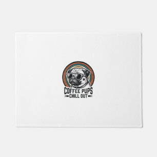 Kaffee-Hund-Shirt Retro Chill Pug Grafik_1 Fußmatte