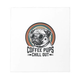 Kaffee-Hund-Shirt Retro Chill Pug Grafik_1 Notizblock