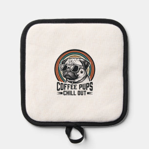 Kaffee-Hund-Shirt Retro Chill Pug Grafik_1 Topflappen