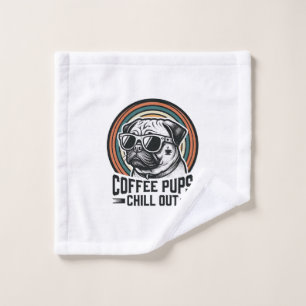 Kaffee-Hund-Shirt Retro Chill Pug Grafik_1 Waschlappen